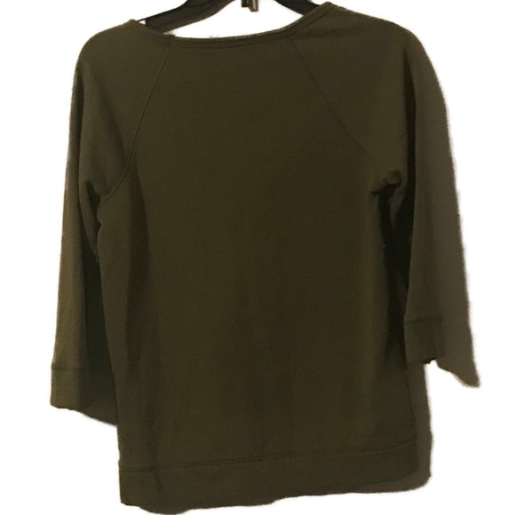 Express 3/4 Sleeve Green and Gold Lion Paris Sweater - Picture 5 of 6